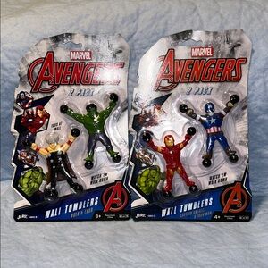 Lot of 2 Marvel Avengers 2 Pack Wall Tumblers Hulk Thor Ironman Captain America